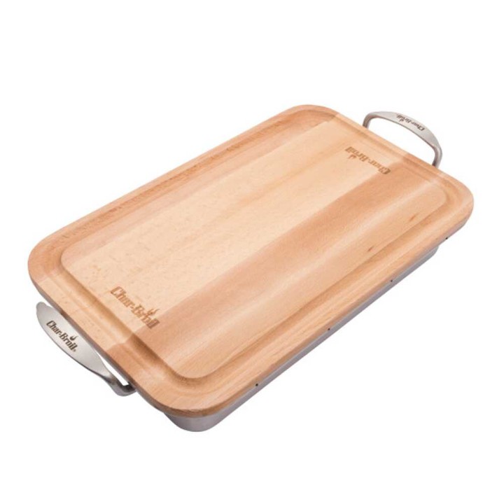 Char-Broil Grill+ -uunivuoka ja leikkuulauta, 42 × 23 × 9 cm, ruostumaton teräs ja bambu