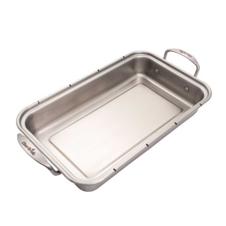 Char-Broil Grill+ -uunivuoka ja leikkuulauta, 42 × 23 × 9 cm, ruostumaton teräs ja bambu
