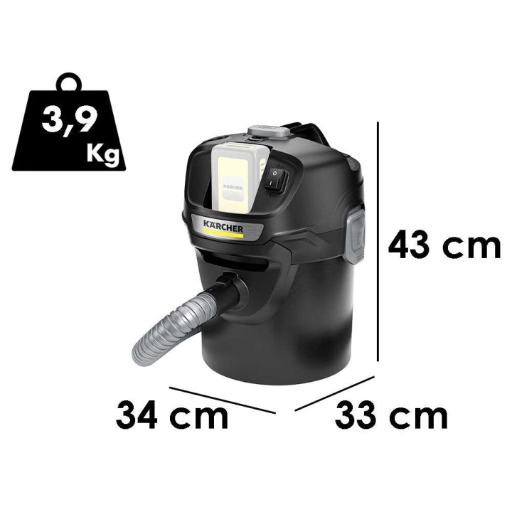Karcher AD 2 Battery tuhkaimuri, 14 l, 200 W, ilman akkua ja laturia