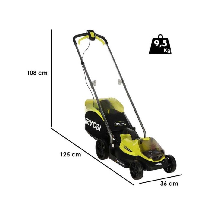 Ryobi RLM18X33B50LT23A akkuruohonleikkuri ja reunaleikkuri, 18 V, 5 Ah, 33 cm + 23 cm