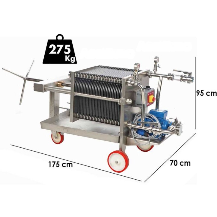 Enotecnica Pillan FC43 viinisuodatin, 30 levyä, 40 × 40 cm, 1,22 HP