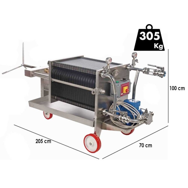 Enotecnica Pillan FC44 viinisuodatin, 40 kartonkia 40 × 40 cm, 1,2 HP, 230 V