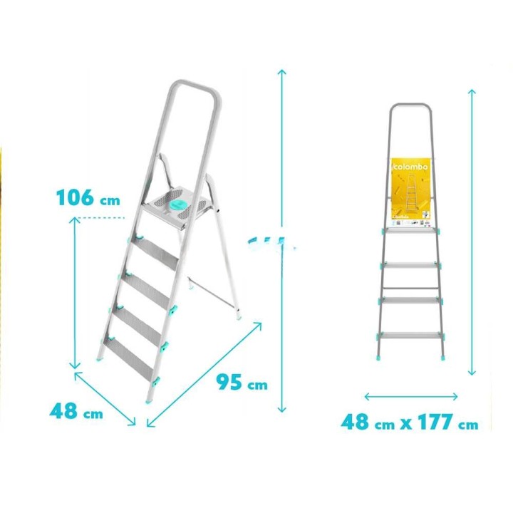 Colombo Libellula S107A05W tasotikkaat, 5 askelmaa, alumiini, 150 kg, 2,06 m