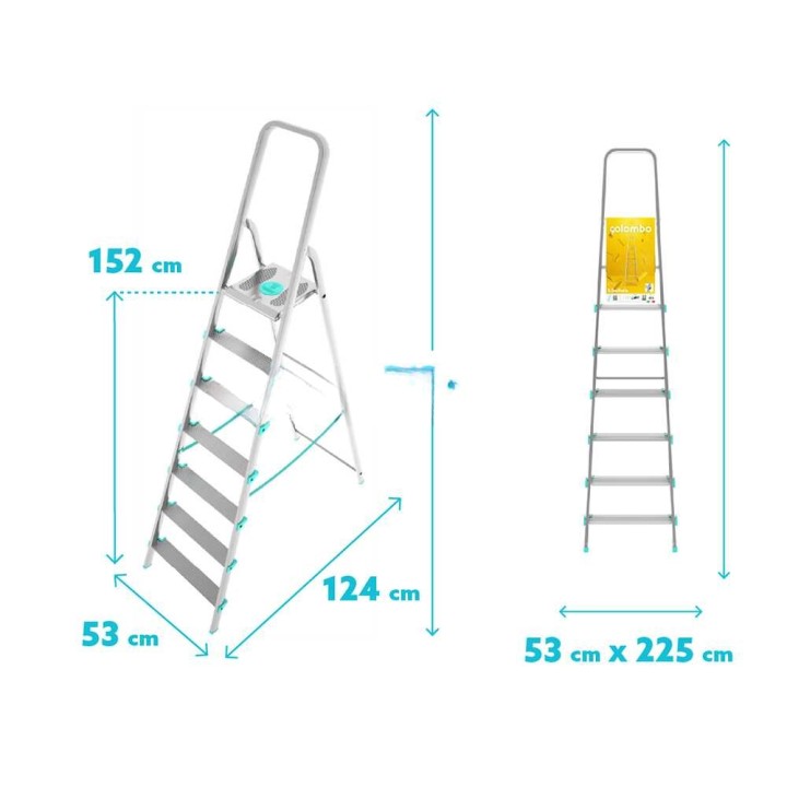 Colombo Libellula S107A08W alumiinitikkaat, 8 askelmaa, 2,74 m