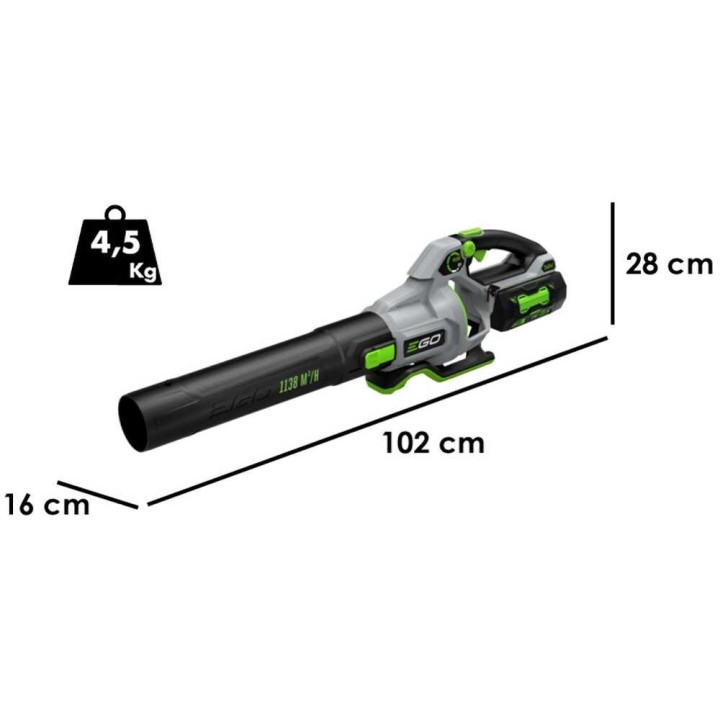 EGO LB6704E akkukäyttöinen lehtipuhallin, 56 V, 5 Ah, 1 138 m³/h