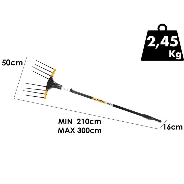 Volpi Bomber 155L sähköinen oliivinkorjuukone, 12 V, teleskooppivarsi 210–300 cm