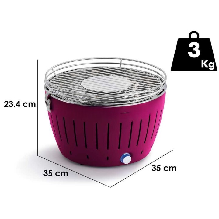 LotusGrill LG G34 U PU kannettava hiiligrilli, violetti, 3 kg