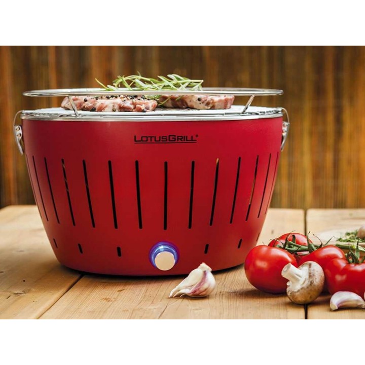 LotusGrill LG G34 U RD kannettava hiiligrilli, punainen, Ø 35 cm, 962 cm²