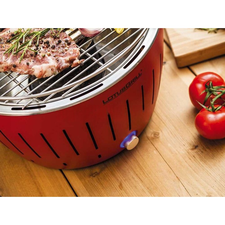 LotusGrill LG G34 U RD kannettava hiiligrilli, punainen, Ø 35 cm, 962 cm²