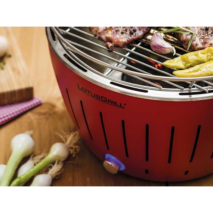 LotusGrill LG G34 U RD kannettava hiiligrilli, punainen, Ø 35 cm, 962 cm²