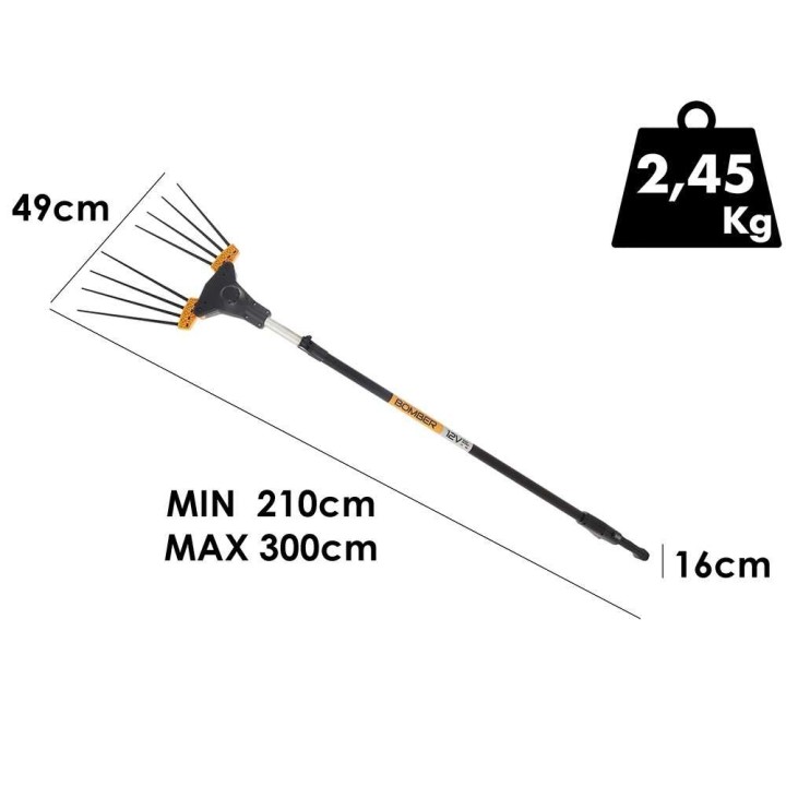 Volpi Bomber 165L sähköinen oliivinkerääjä, 12 V, teleskooppivarsi 210–300 cm