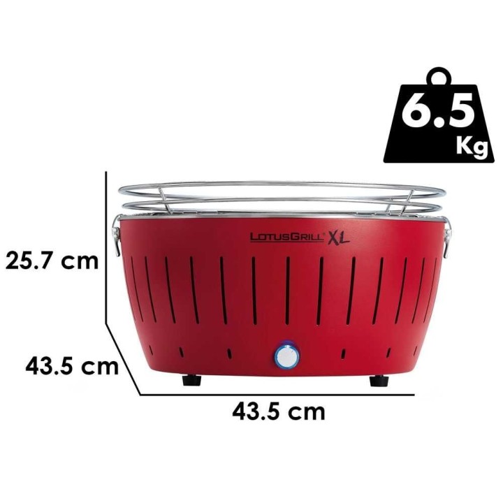 LotusGrill LG G435 U RD XL-hiiligrilli, punainen, 40,5 cm, 6,5 kg