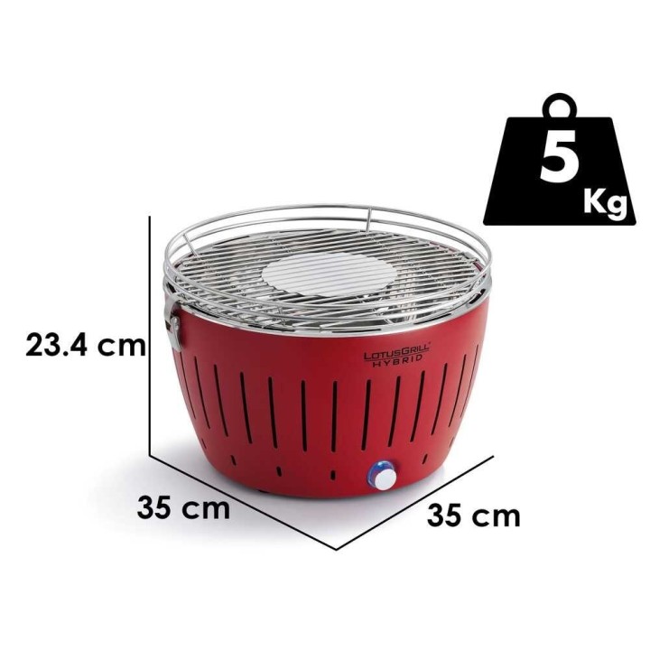 LotusGrill LG G34 H RD hybridigrilli, punainen, Ø 32 cm, 5 kg