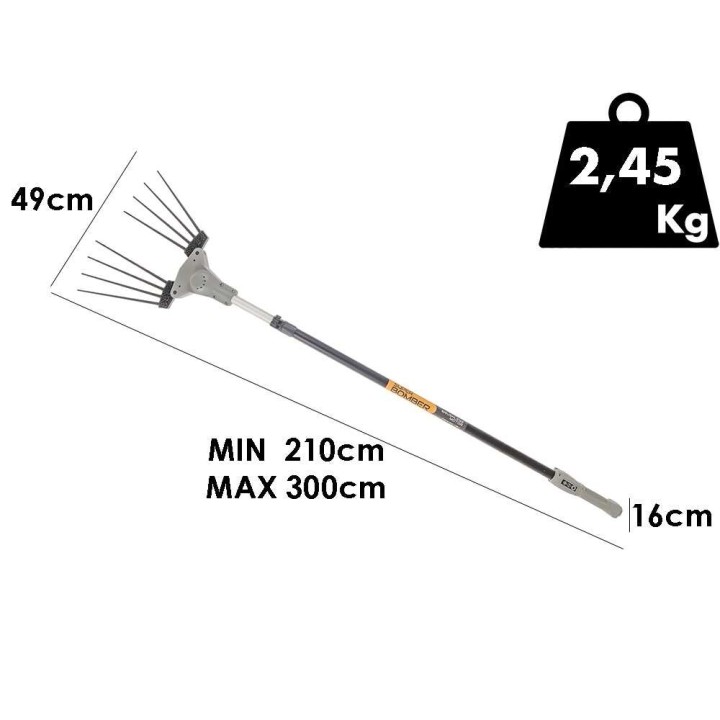 Volpi Super Bomber 195L -oliivinkorjuukone, 12 V, teleskooppivarsi 210–300 cm