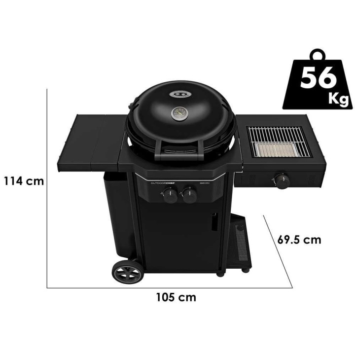 Outdoorchef Davos 570 G PRO BZ -kaasugrilli, 2 poltinta, 9,5 kW, Ø 54 cm