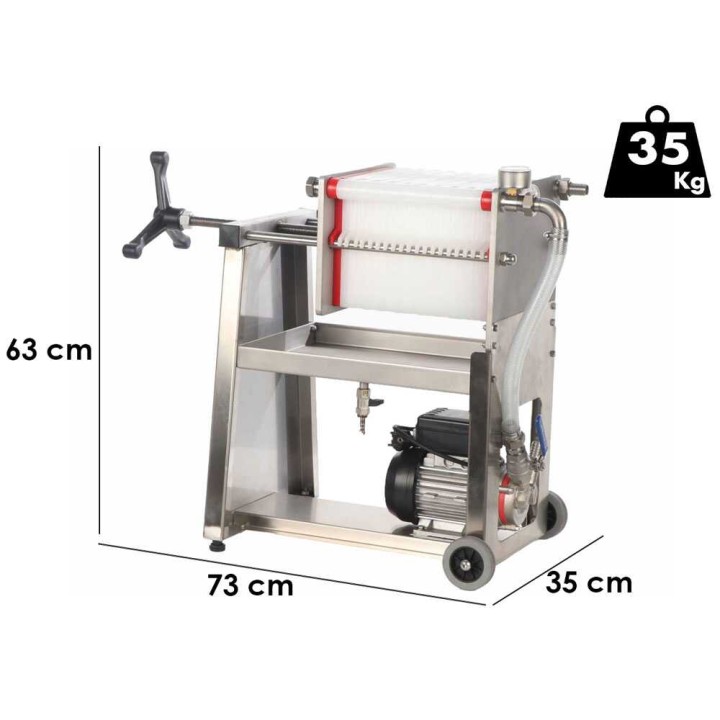 Enotecnica Pillan F20 levysuodatin viinille, ruostumaton teräs, 20 levyä, 0,5 HP
