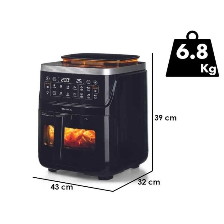 Ariete 4636 kuumailmakeitin höyry- ja grillitoiminnoilla, 7 l, 1 700 W
