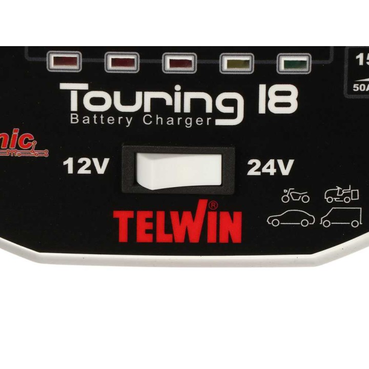 Telwin Touring 18 akkulaturi 12–24 V, LED-latausnäyttö