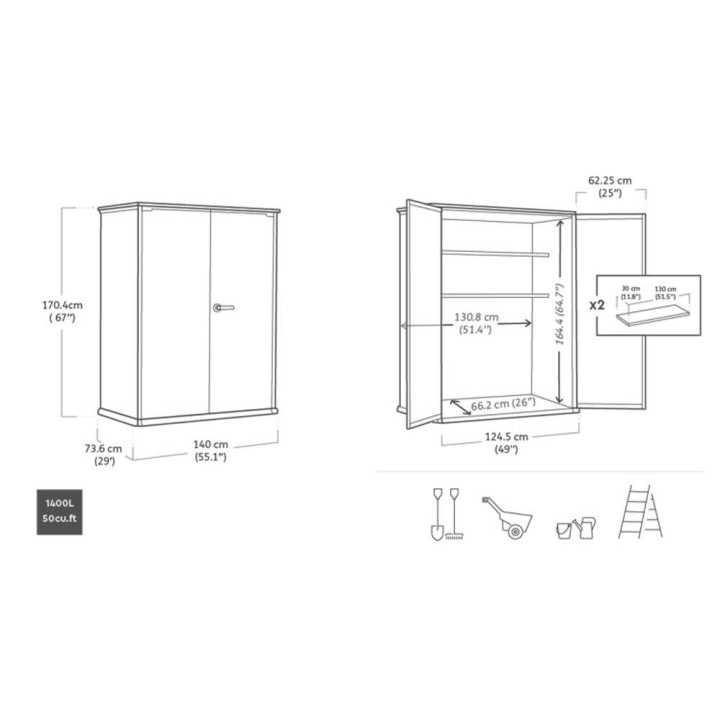 Keter Signature Venetian puutarhakaappi, 1 400 l, 140 × 73 × 170 cm