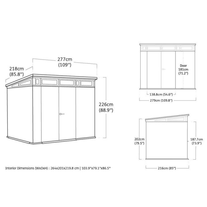 Keter Signature Venetian 9x7 puutarhavaja, 277 × 218 × 226 cm, PVC