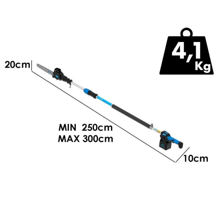 Campagnola T-REX 250-300 akkukäyttöinen oksasaha teleskooppivarrella, 450 W, 21,6 V, 5 Ah