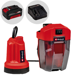 Einhell GE SP 18 LL Li uppopumppu kirkkaalle vedelle 18 V 4 Ah akku ja laturi