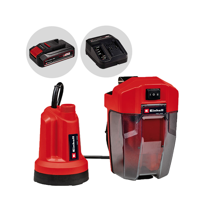 Einhell GE SP 18 LL Li uppopumppu kirkkaalle vedelle 18 V 4 500 l h akku ja laturi