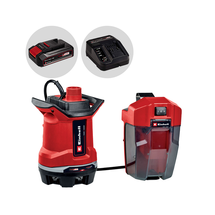 Einhell GE DP 18 25 Li uppopumppu likavedelle 18 V 2 5 Ah akku ja laturi