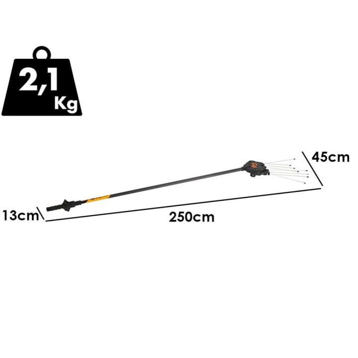 Oliviero Flex-PPF12 Premium oliivinkorjuulaite, hiilikuituvarsi 250 cm, 12 V