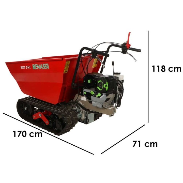 Benassi M503E DH akkukäyttöinen telaketjukuljetin, 550 kg, 56 V, hydraulinen kippaus