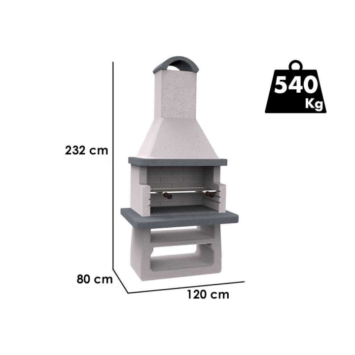 Edilmark GF75 muurattava hiiligrilli, 75 × 45 cm, 120 × 80 × 232 cm
