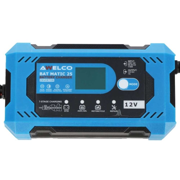 Awelco BAT MATIC 25 akkulaturi ja ylläpitolaturi, 12 V, 7 A