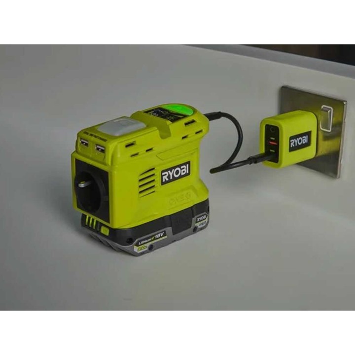 Ryobi RY18BI150B-0 invertteri ja laturi, 150 W, 18 V, 4 Ah akku