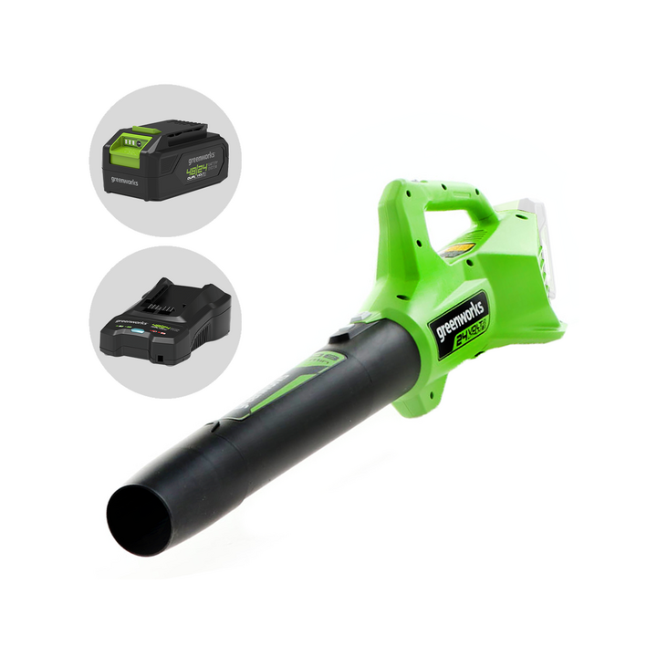 Greenworks G24ABO akkulehtipuhallin 24 V 4 Ah 145 km h