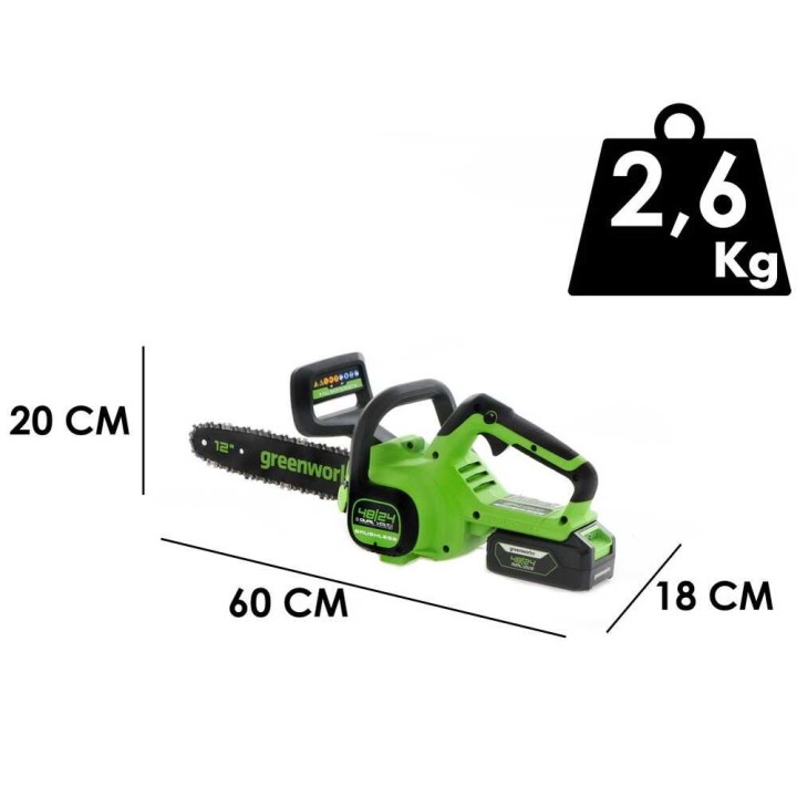 Greenworks GD24CS30 akkuketjusaha, 24 V, 4 Ah, 30 cm