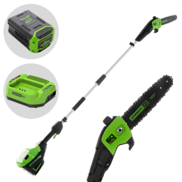 Greenworks GD60PS25 akkupylväsaha 60 V 25 cm akku ja laturi