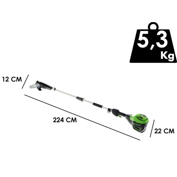 Greenworks GD60PS25 akkukäyttöinen oksasaha, 25 cm, 60 V, 2 Ah