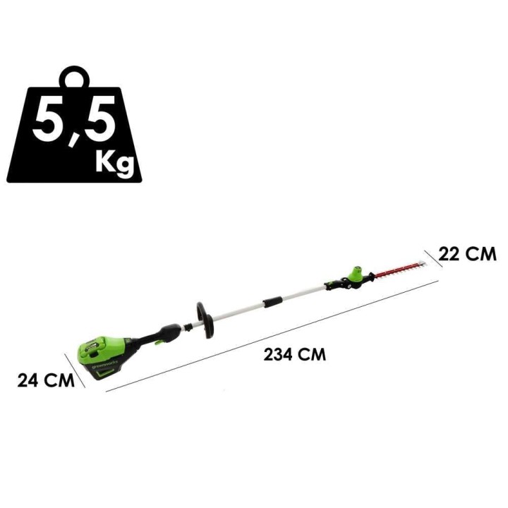 Greenworks G60PHT51 akkupensasleikkuri jatkovarrella, 60 V, 51 cm