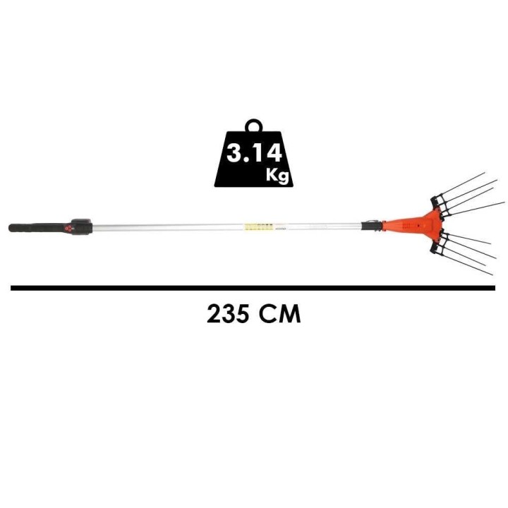 Stocker E-51 21V akkukäyttöinen oliivinkorjuukampa, teleskooppivarsi 235–315 cm, 400 W