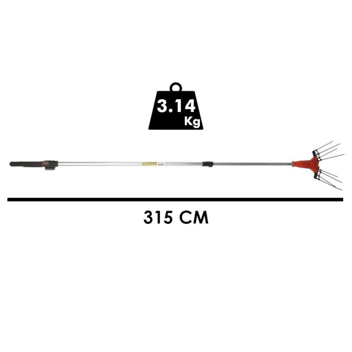 Stocker E-51 21V akkukäyttöinen oliivinkorjuukampa, teleskooppivarsi 235–315 cm, 400 W