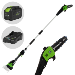 Greenworks G48PS akkukäyttöinen oksasaha jatkovarrella 48 V 4 Ah 20 cm