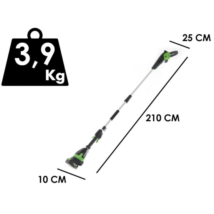 Greenworks G48PS akkukäyttöinen oksasaha jatkovarrella, 48 V, 4 Ah, 20 cm