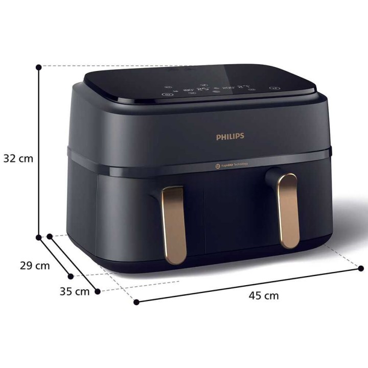 Philips NA352/00 kuumailmakeitin kahdella korilla, 9 l, 2 750 W