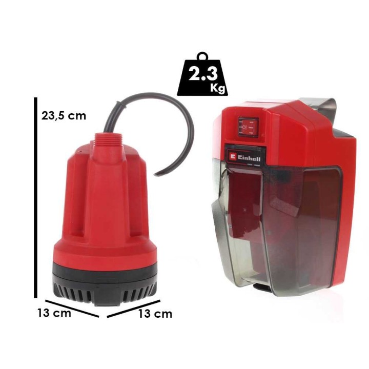 Einhell GE-SP 18 Li uppopumppu kirkkaalle vedelle, 18 V, 5 000 l/h