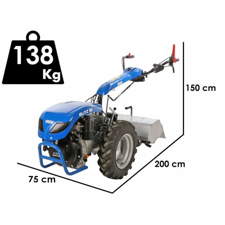 BLITZ 80 diesel-motokultivaattori, D300, 7 HP, 75 cm jyrsin