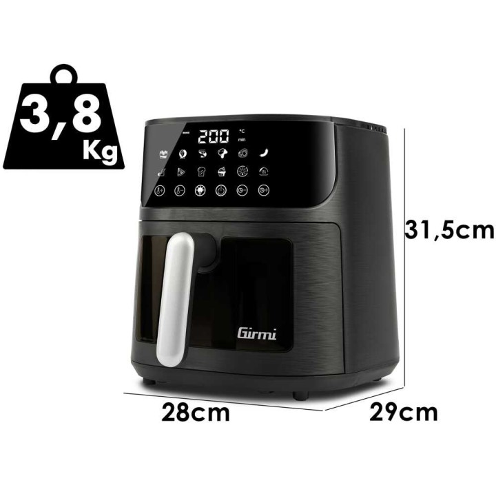 Girmi FG78 Ecofrit Black airfryer, 6 l, 1 500 W, 60–200 °C