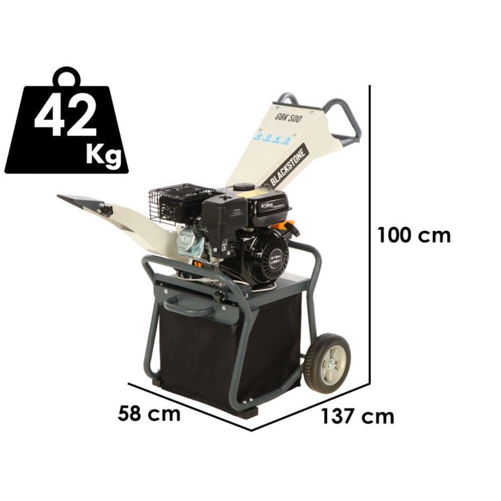 GBK 500 biotriturin oksille, Ducar DH212, 7 HP, 50 mm, keräyskori