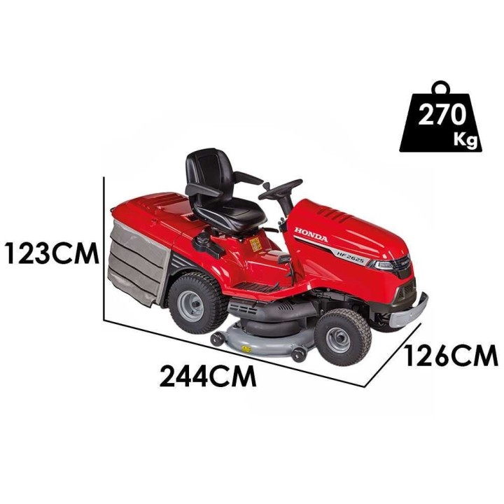 Honda HF 2625 HTE ajoleikkuri, 22 HP, 122 cm, hydrostaattinen, 350 l keruusäiliö
