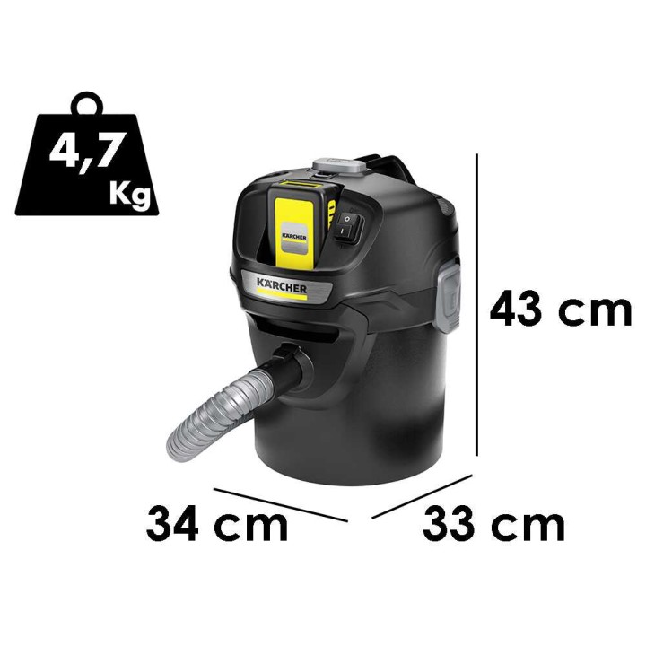 Karcher AD 2 Battery tuhkaimuri, 18 V, 14 l, akku ja laturi