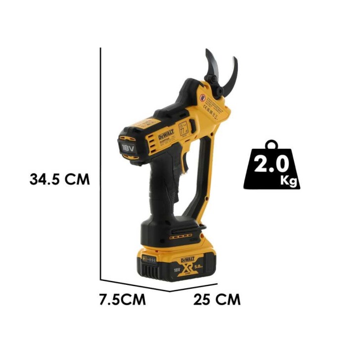DeWalt DCMPP568P1-QW akkukäyttöiset oksasakset, 18 V, 5 Ah, 38 mm